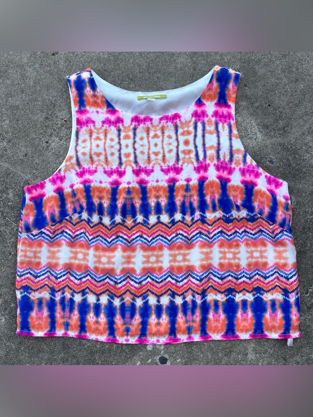 Gianni Bini Pink Orange Blue Tie-Dye Tank Top